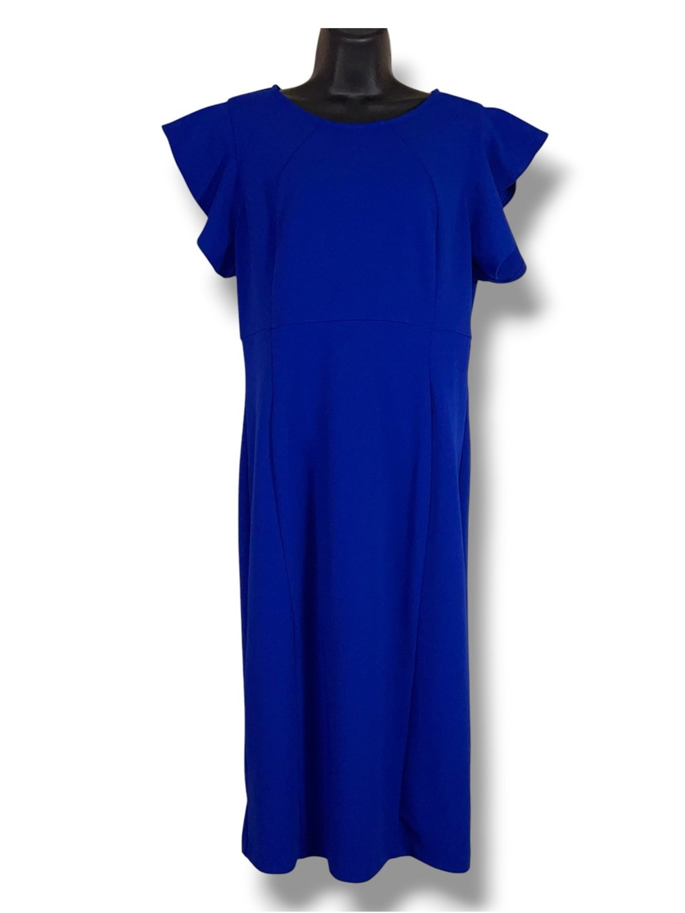 Size 12 Liz Claiborne Royal Blue Sheath Dress Flutter Sleeves Event Cocktail